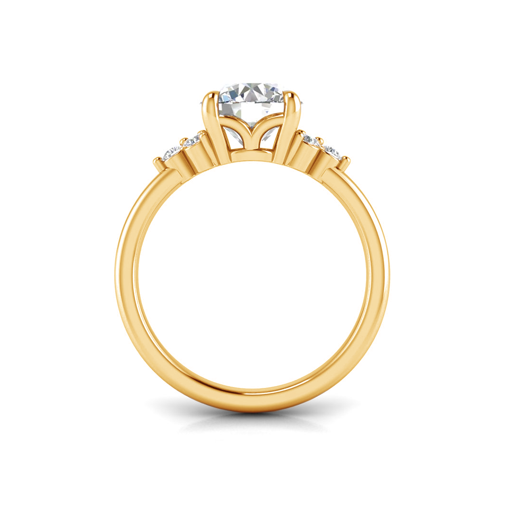 2 Ct Round Colorless Moissanite & 0.18 Graduated Side Lab Diamond Engagement Ring