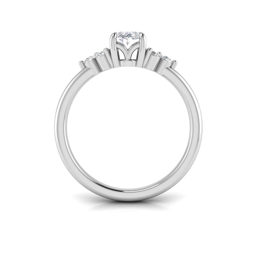 1 Ct Oval Colorless Lab Diamond & 0.18 Graduated Side Diamond Engagement Ring