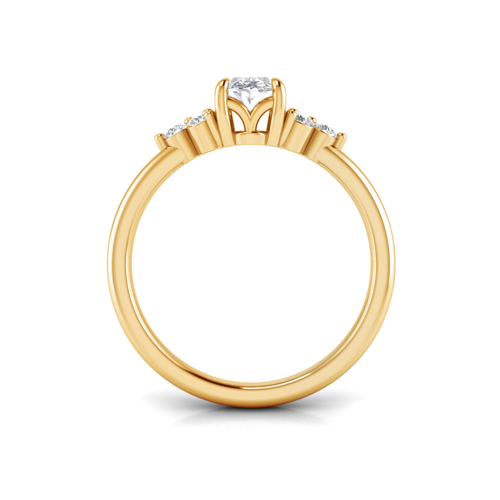 1 Ct Oval Colorless Moissanite & 0.18 Graduated Side Lab Diamond Engagement Ring