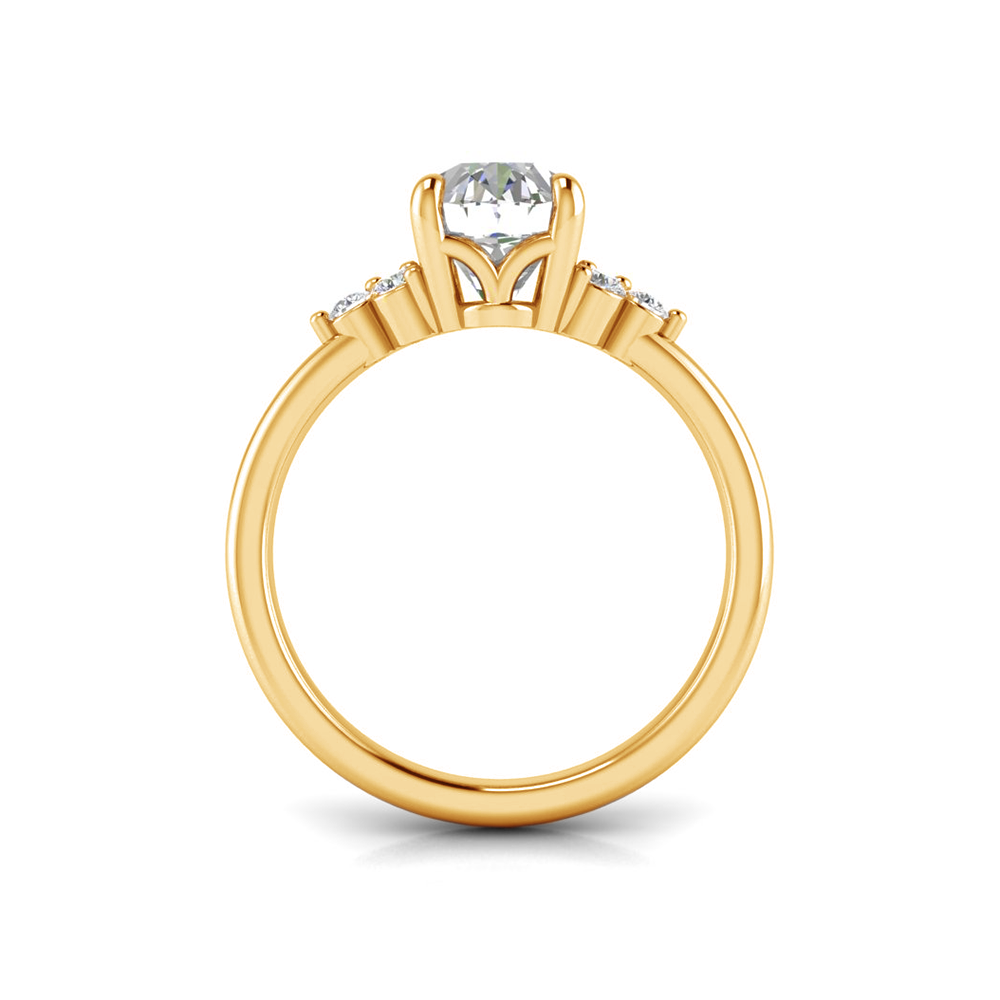 2.5 Ct Oval Colorless Lab Diamond & 0.18 Graduated Side Diamond Engagement Ring