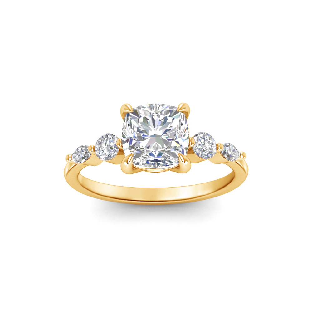 1 Ct Cushion Near Colorless Lab Diamond & 0.34 Ctw Marquise & Round Engagement Ring