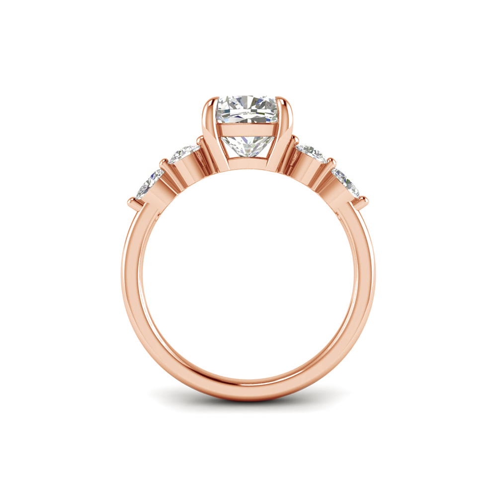 1 Ct Cushion Near Colorless Lab Diamond & 0.34 Ctw Marquise & Round Engagement Ring