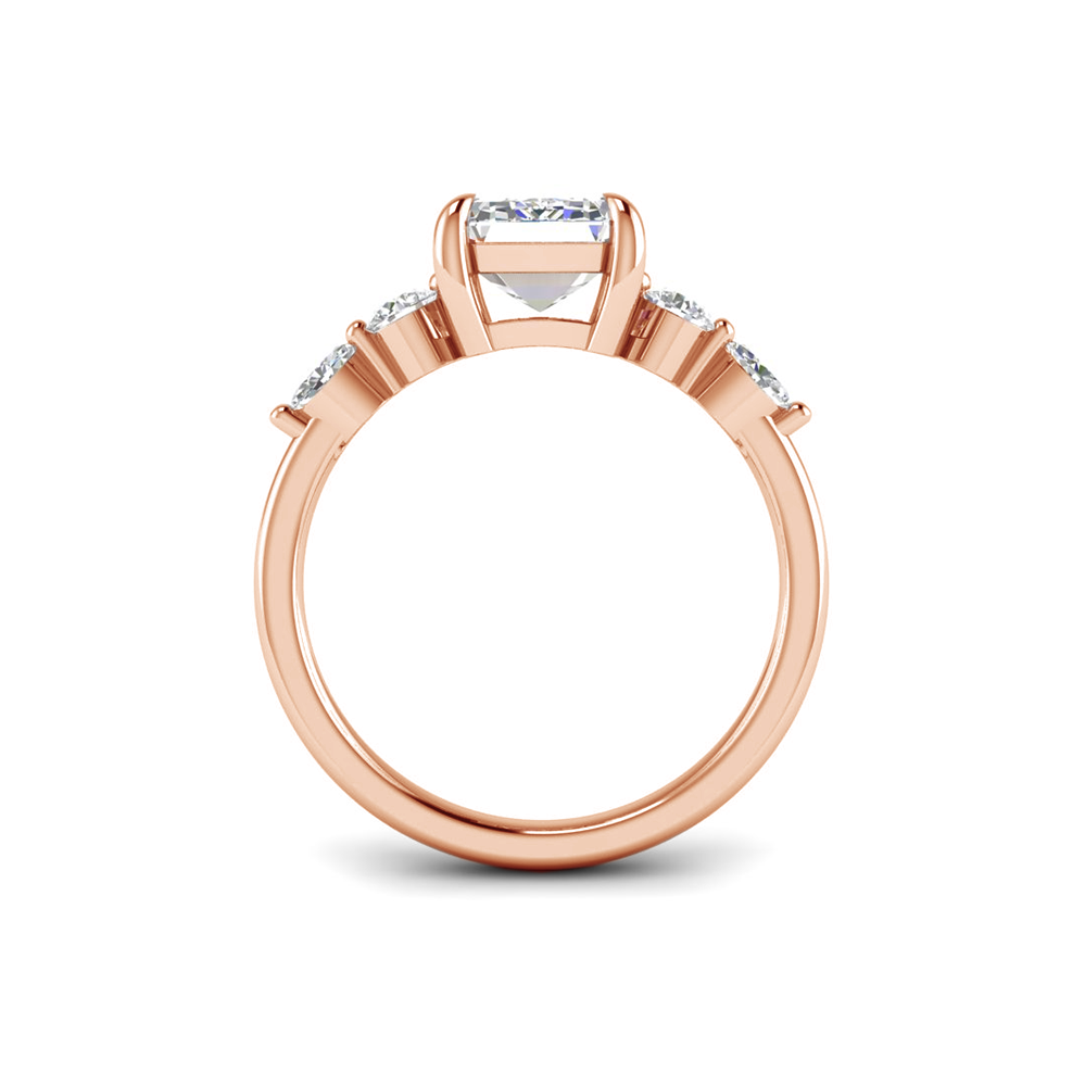 1 Ct Emerald Near Colorless Lab Diamond & 0.34 Ctw Marquise & Round Engagement Ring