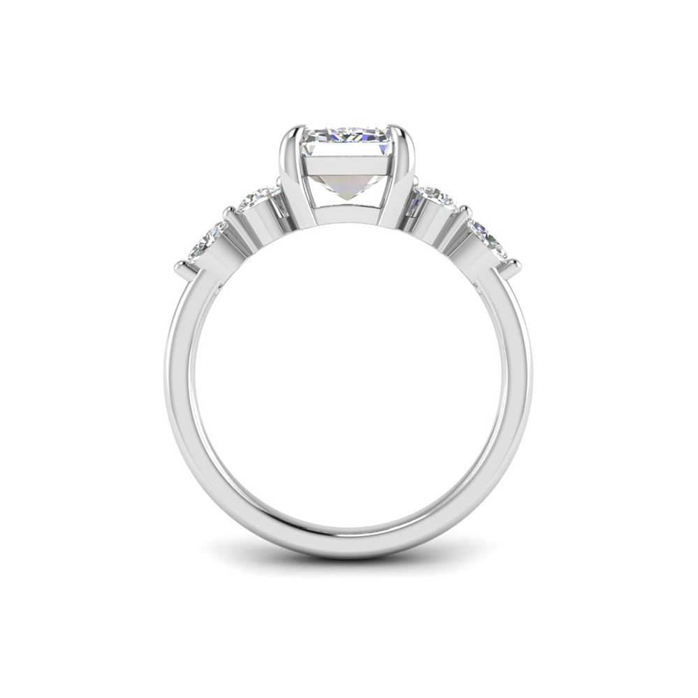 3 Ct Emerald Near Colorless Lab Diamond & 0.34 Ctw Marquise & Round Engagement Ring