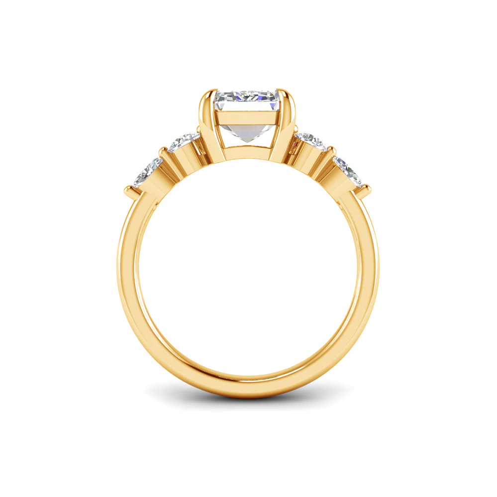 1 Ct Emerald Near Colorless Lab Diamond & 0.34 Ctw Marquise & Round Engagement Ring