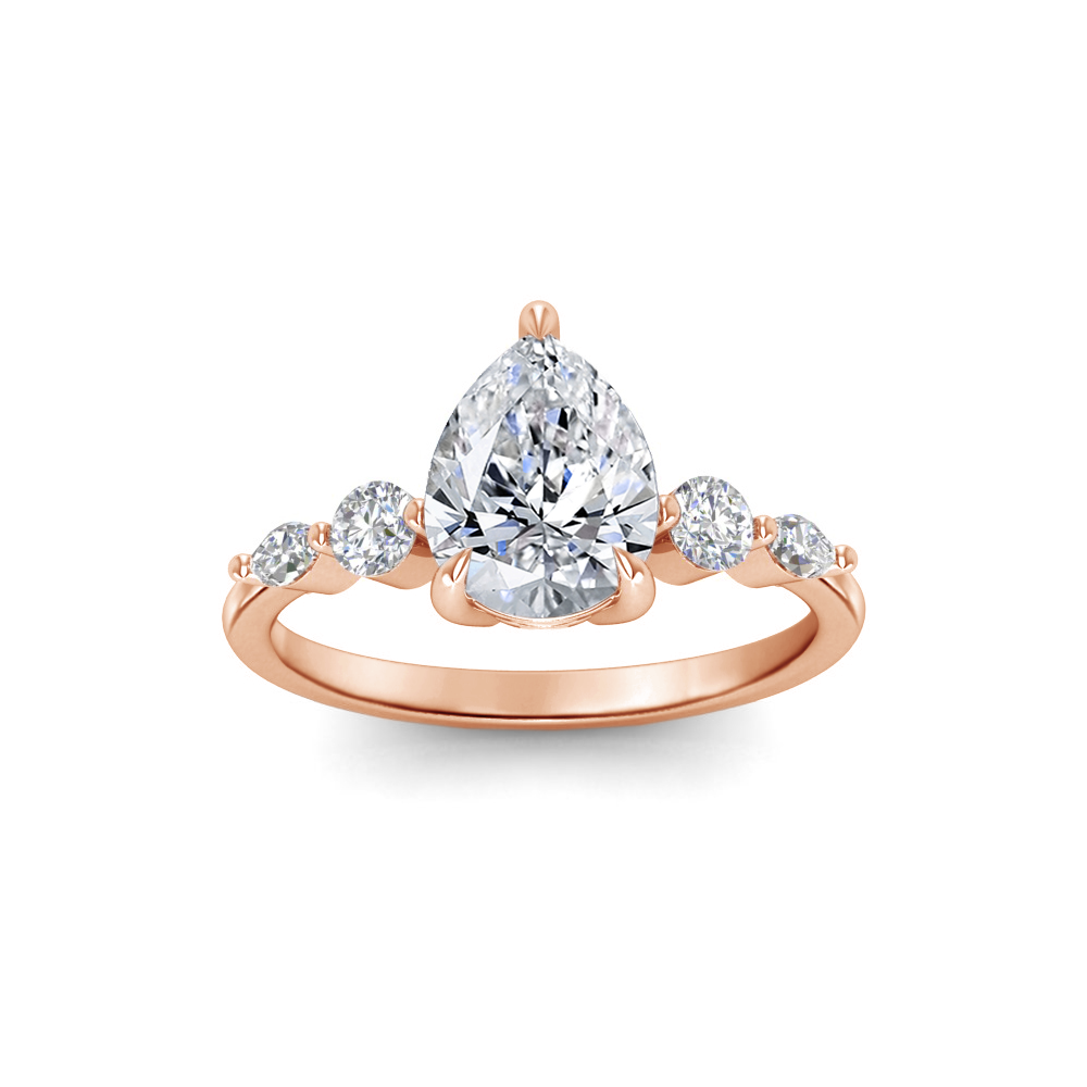 1 Ct Pear Near Colorless Lab Diamond & 0.34 Ctw Marquise & Round Engagement Ring