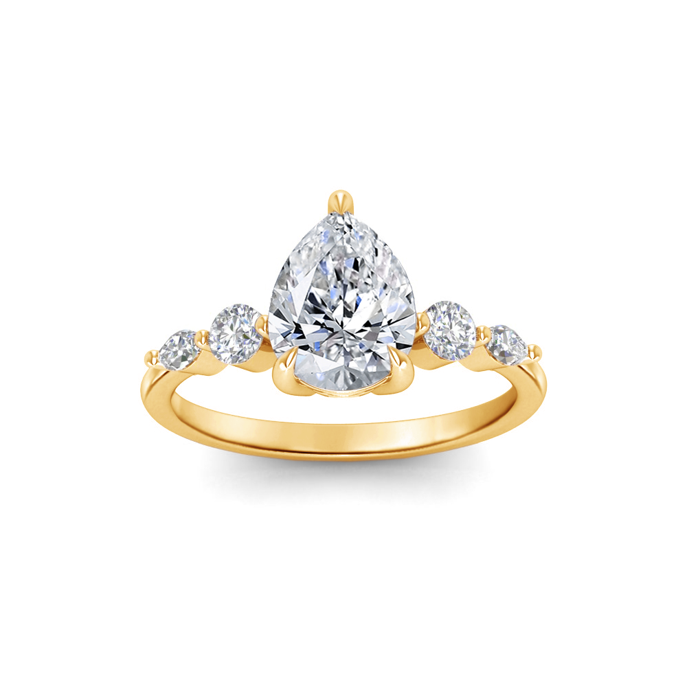1 Ct Pear Near Colorless Lab Diamond & 0.34 Ctw Marquise & Round Engagement Ring