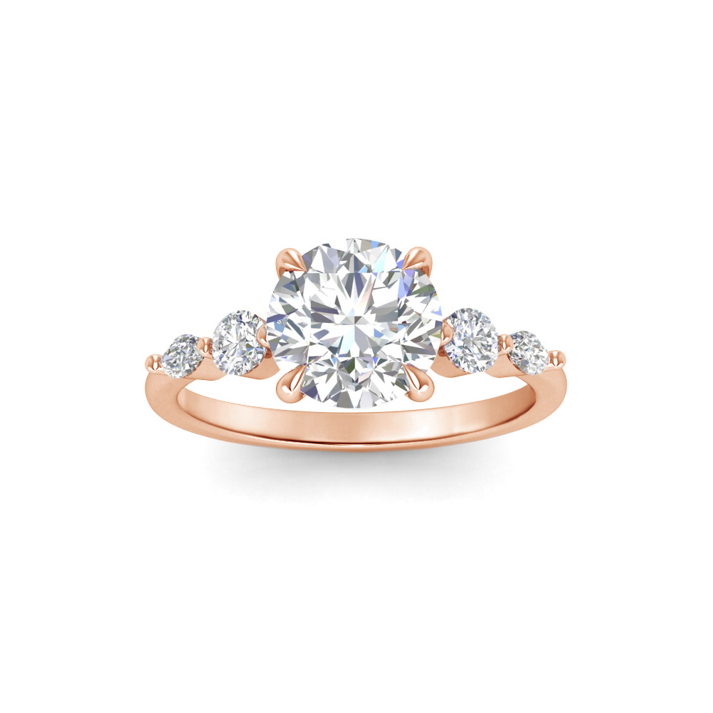 1 Ct Round Near Colorless Lab Diamond & 0.34 Ctw Marquise & Round Engagement Ring