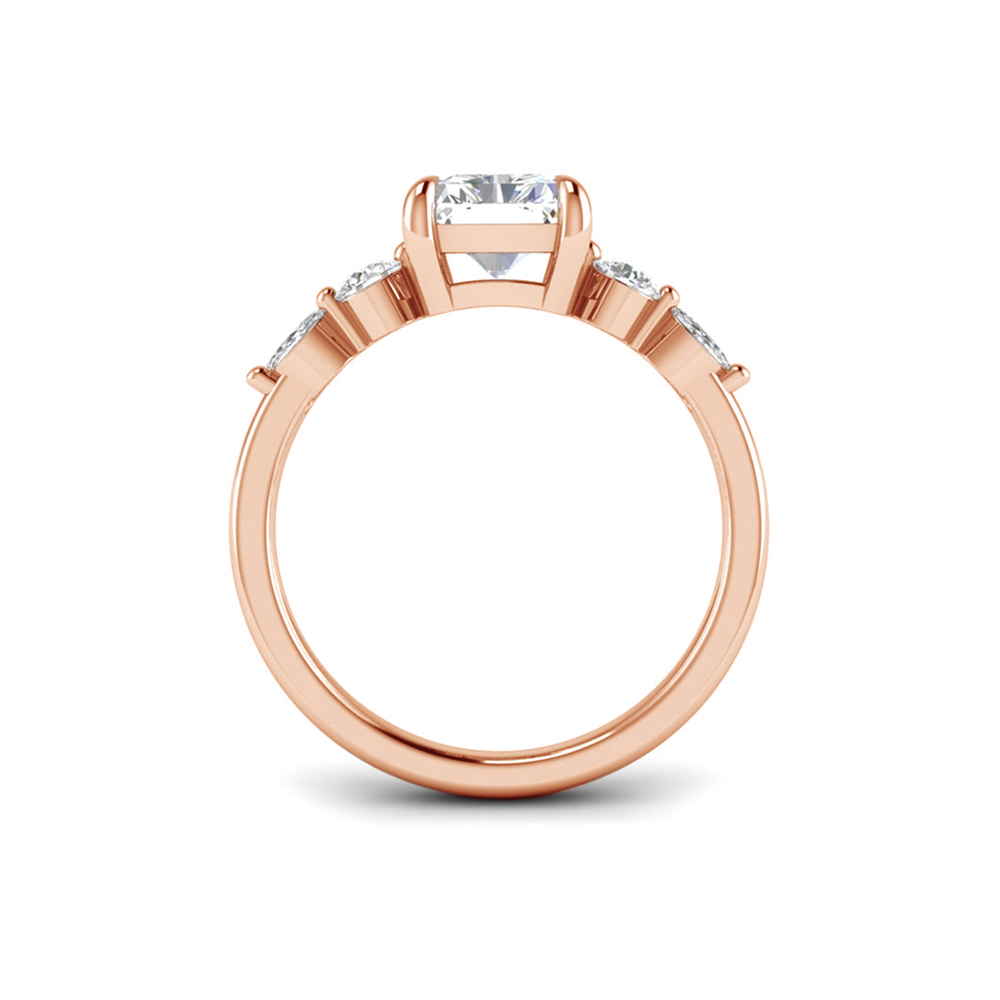 1 Ct Radiant Near Colorless Lab Diamond & 0.34 Ctw Marquise & Round Engagement Ring