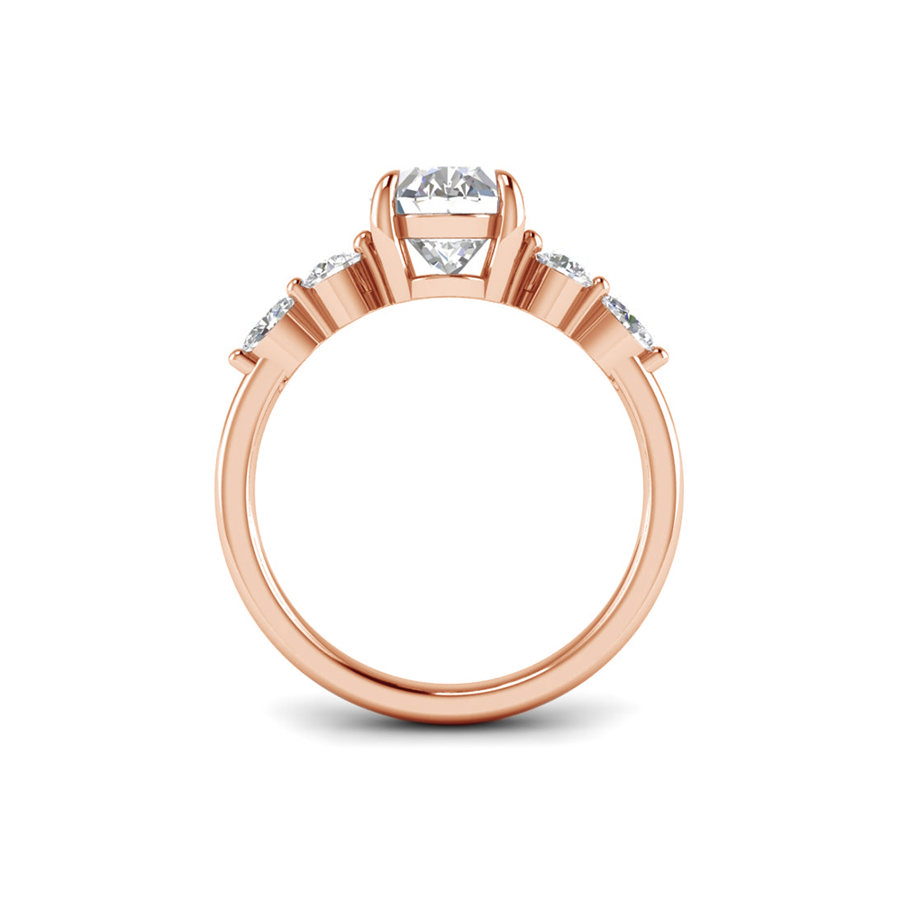 1 Ct Oval Near Colorless Lab Diamond & 0.34 Ctw Marquise & Round Engagement Ring