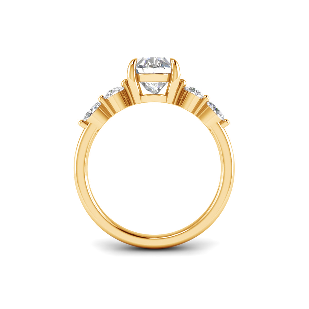 1 Ct Oval Near Colorless Lab Diamond & 0.34 Ctw Marquise & Round Engagement Ring