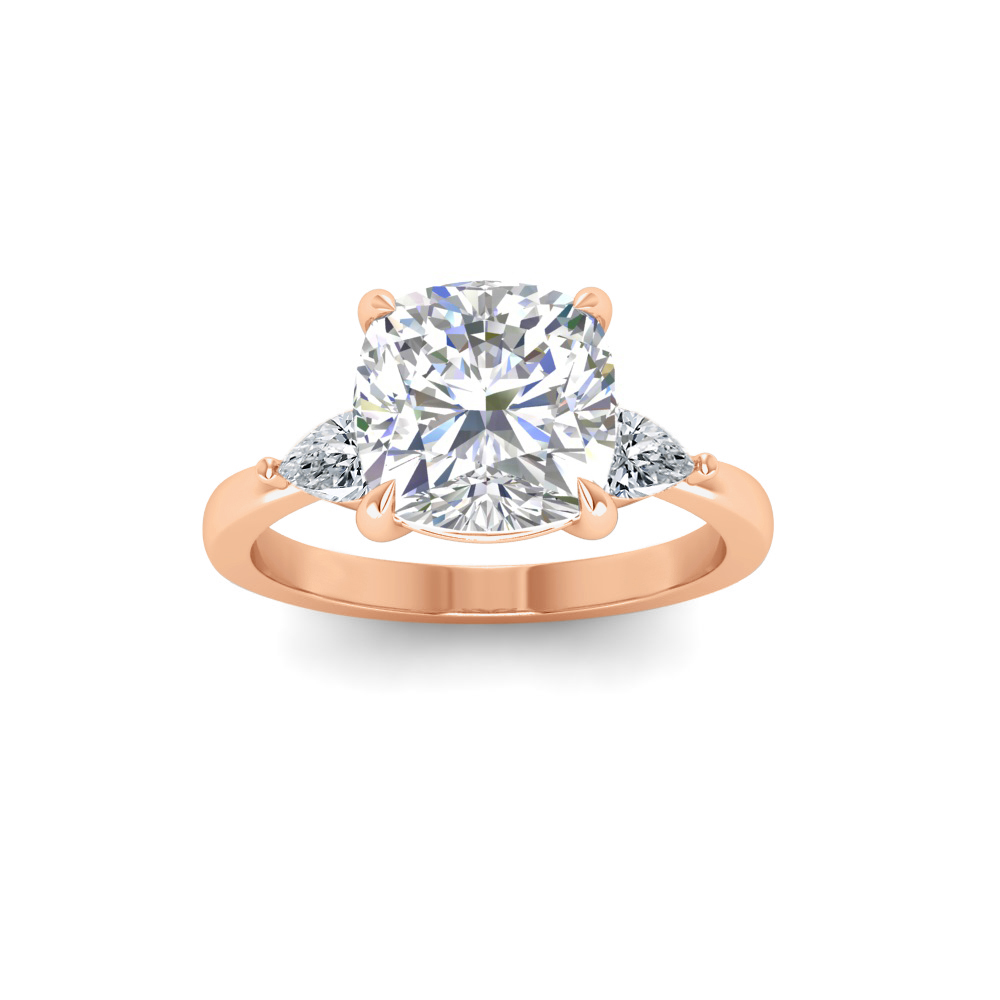 1 Ct Cushion Colorless Lab Diamond & .40 Ctw Three Stone Grace Engagement Ring