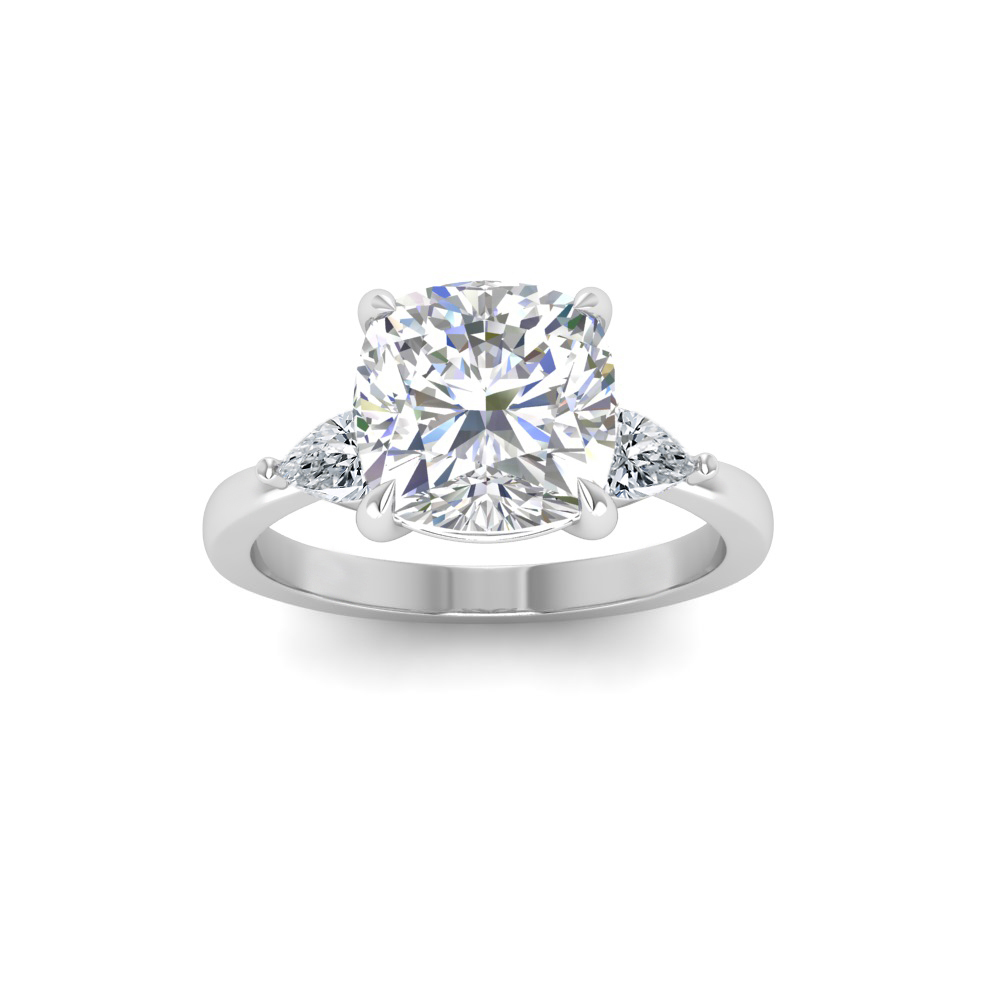 1 Ct Cushion Colorless Lab Diamond & .40 Ctw Three Stone Grace Engagement Ring