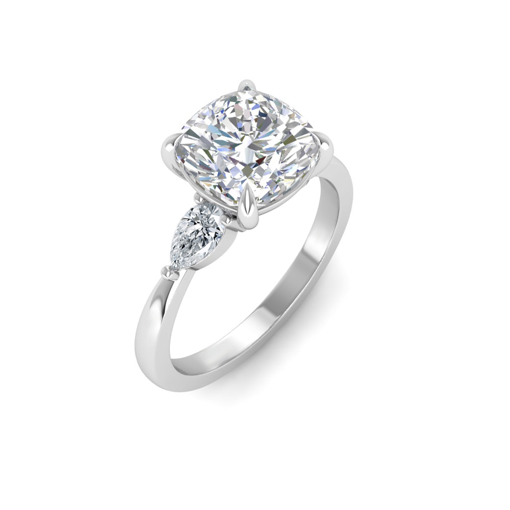 1 Ct Cushion Colorless Lab Diamond & .40 Ctw Three Stone Grace Engagement Ring