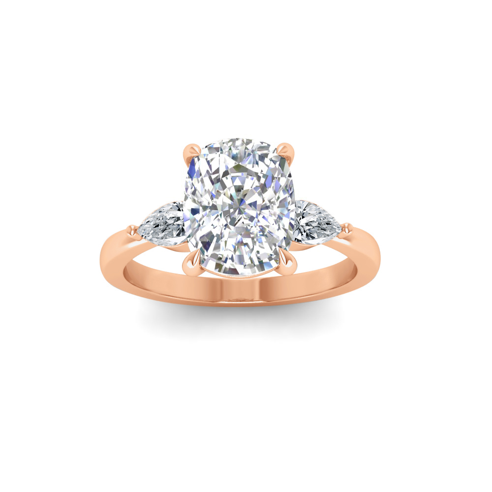 1 Ct Elongated Cushion Colorless Lab Diamond & .40 Ctw Three Stone Grace Engagement Ring