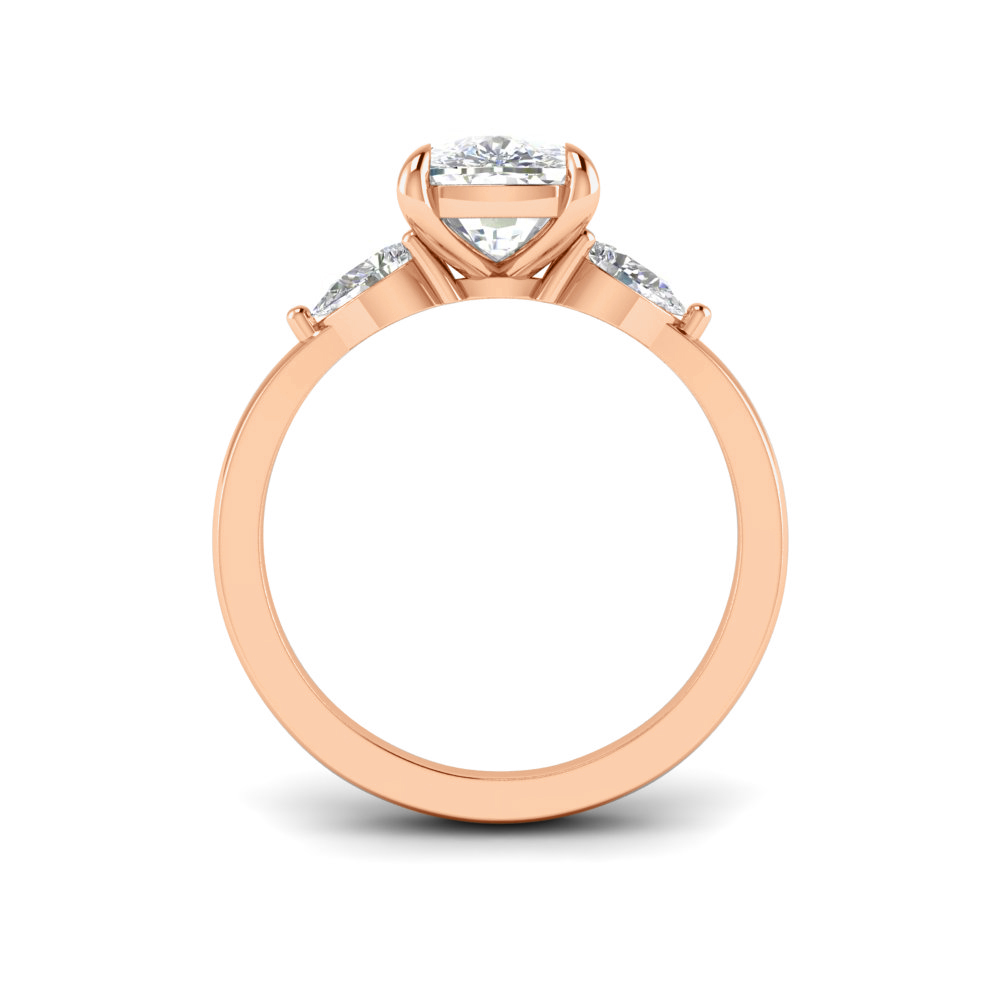 1 Ct Elongated Cushion Colorless Lab Diamond & .40 Ctw Three Stone Grace Engagement Ring