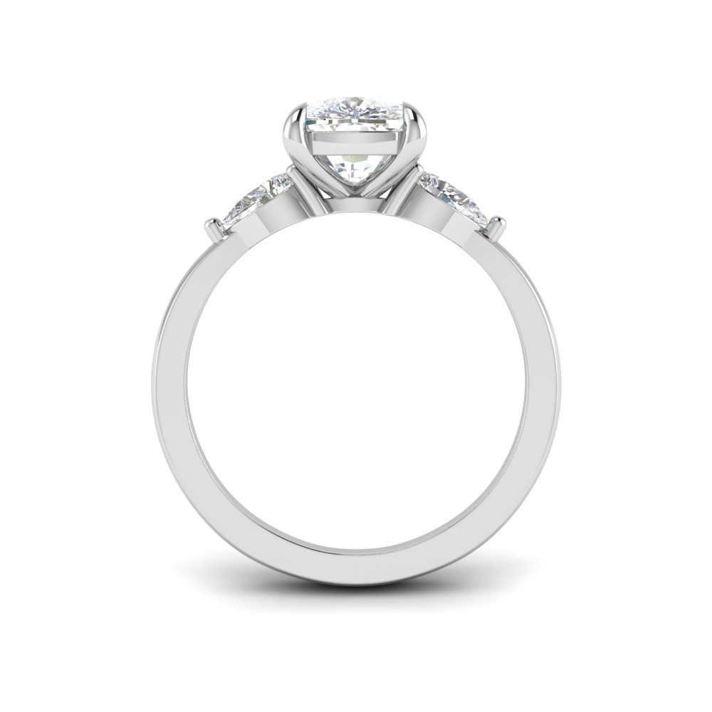 1 Ct Elongated Cushion Colorless Lab Diamond & .40 Ctw Three Stone Grace Engagement Ring