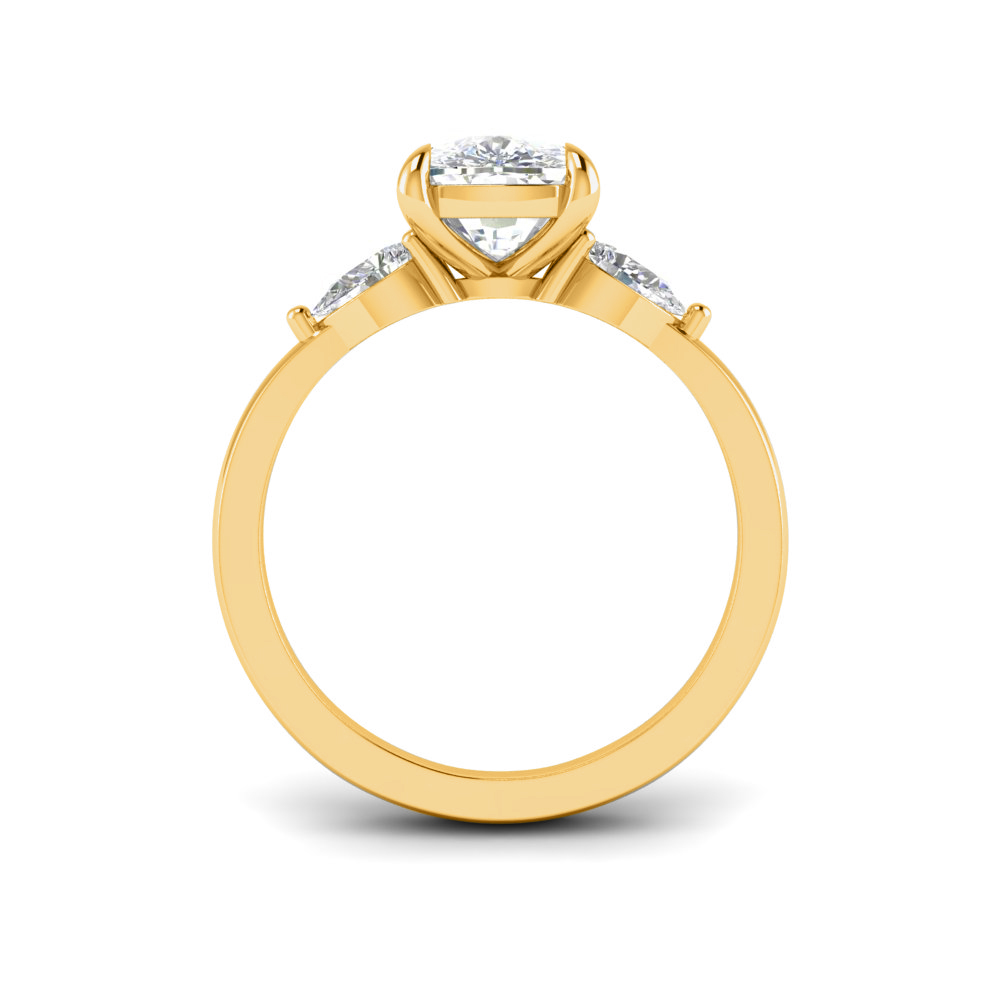 1 Ct Elongated Cushion Colorless Lab Diamond & .40 Ctw Three Stone Grace Engagement Ring