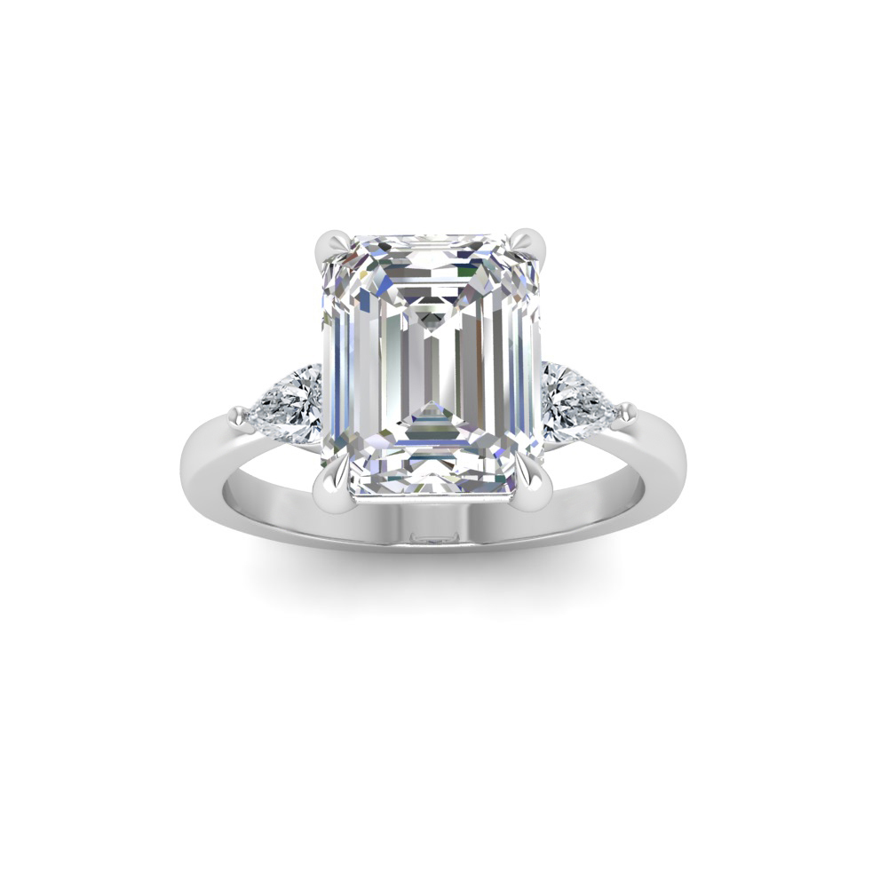 1 Ct Emerald Colorless Lab Diamond & .40 Ctw Three Stone Grace Engagement Ring