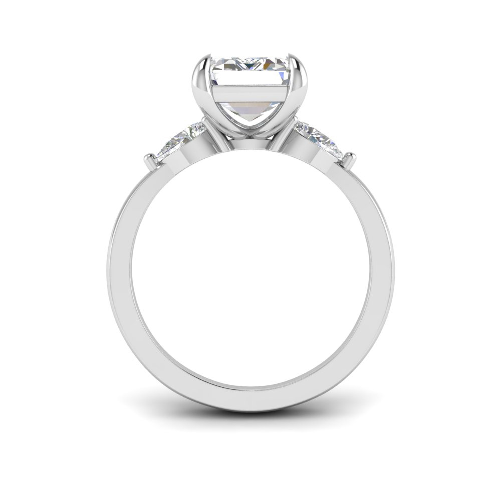 1 Ct Emerald Colorless Lab Diamond & .40 Ctw Three Stone Grace Engagement Ring