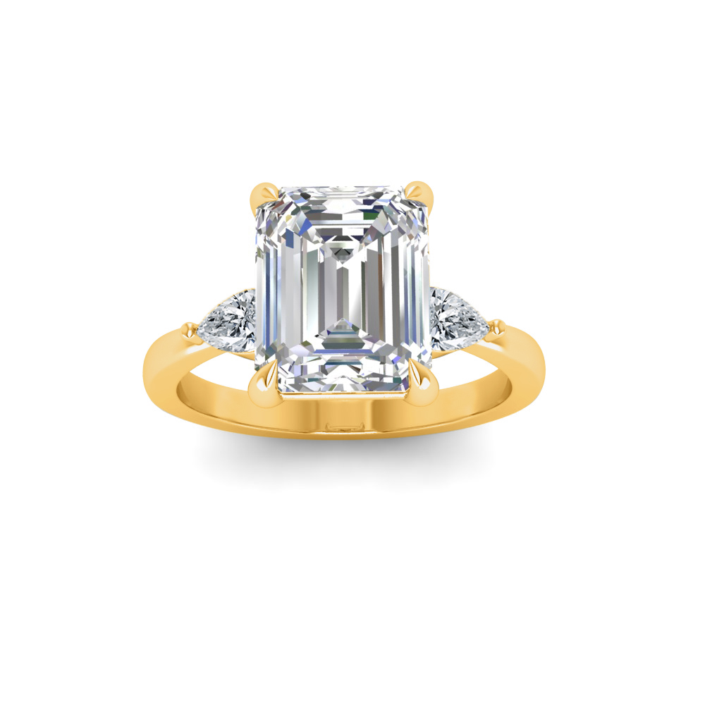 1 Ct Emerald Colorless Lab Diamond & .40 Ctw Three Stone Grace Engagement Ring