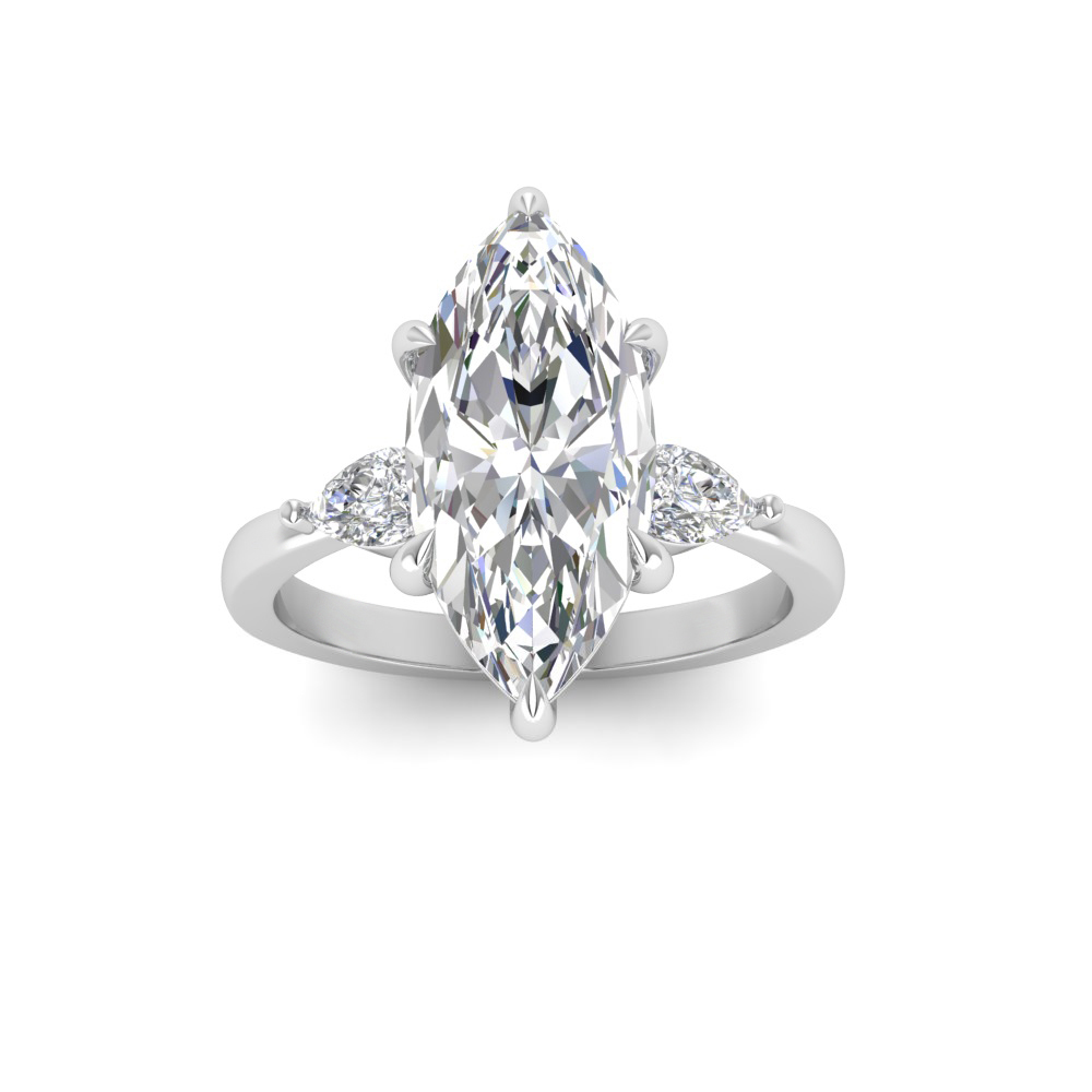1 Ct Marquise Near Colorless Lab Diamond & .40 Ctw Three Stone Grace Engagement Ring