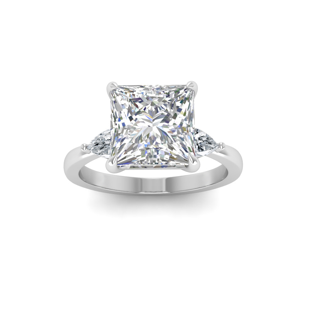 1 Ct Princess Colorless Lab Diamond & .40 Ctw Three Stone Grace Engagement Ring