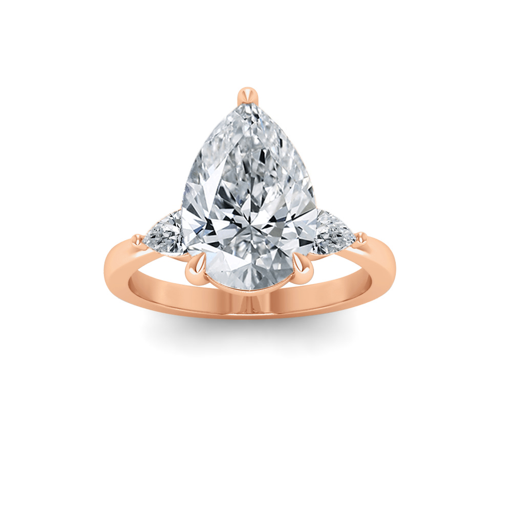 1 Ct Pear Colorless Lab Diamond & .40 Ctw Three Stone Grace Engagement Ring