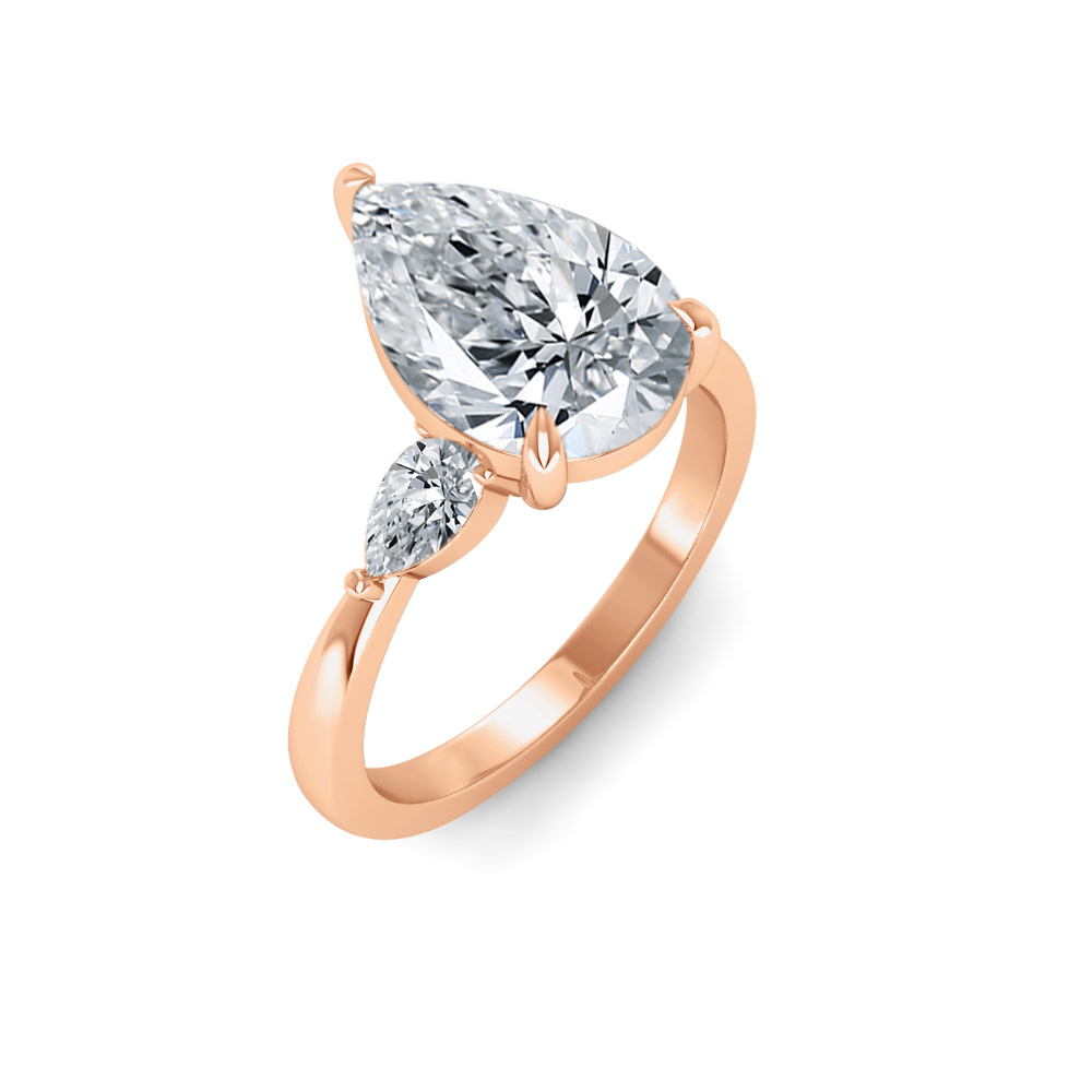 1 Ct Pear Colorless Lab Diamond & .40 Ctw Three Stone Grace Engagement Ring