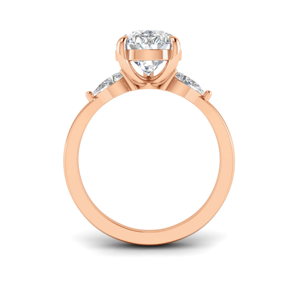 1 Ct Pear Colorless Lab Diamond & .40 Ctw Three Stone Grace Engagement Ring