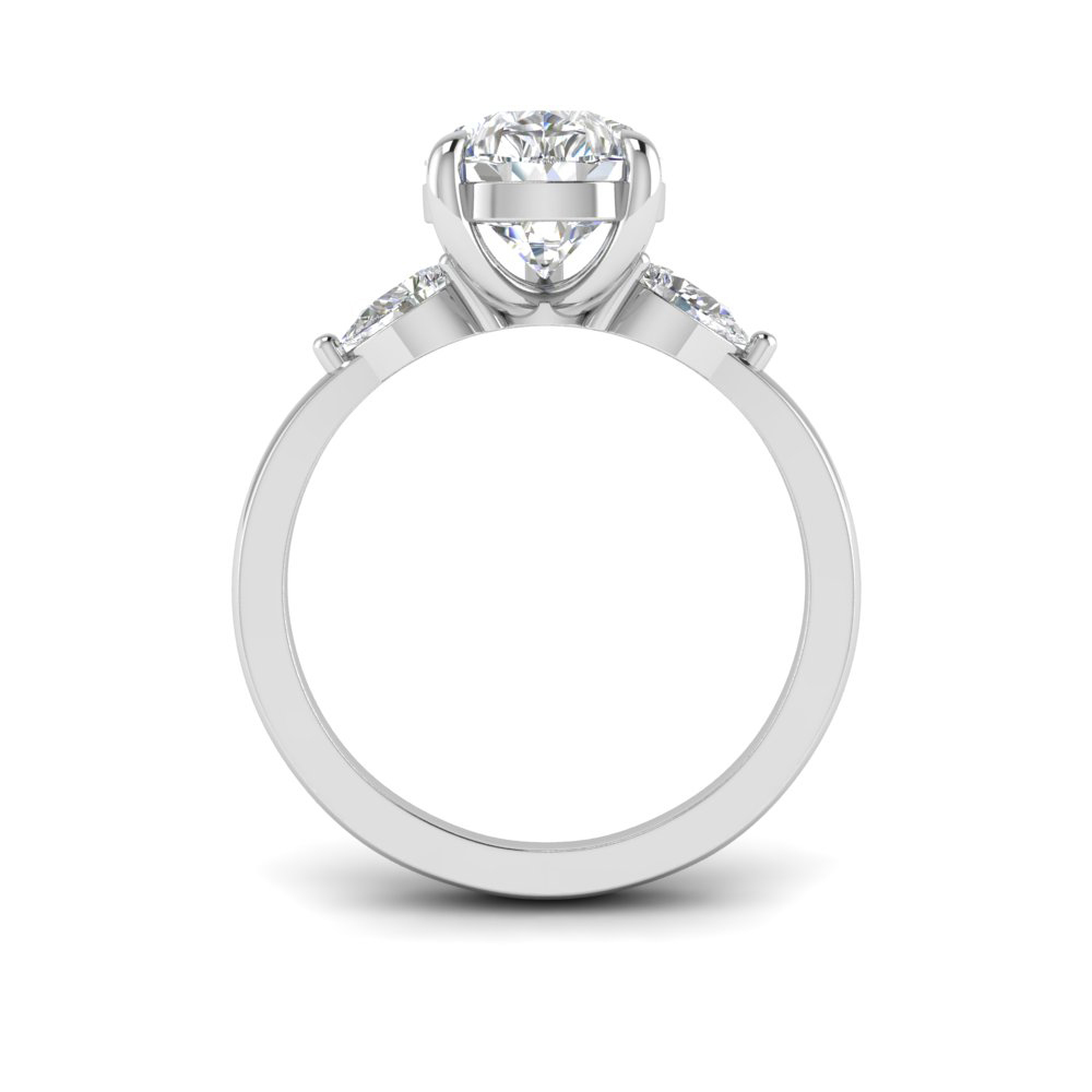 1 Ct Pear Colorless Lab Diamond & .40 Ctw Three Stone Grace Engagement Ring