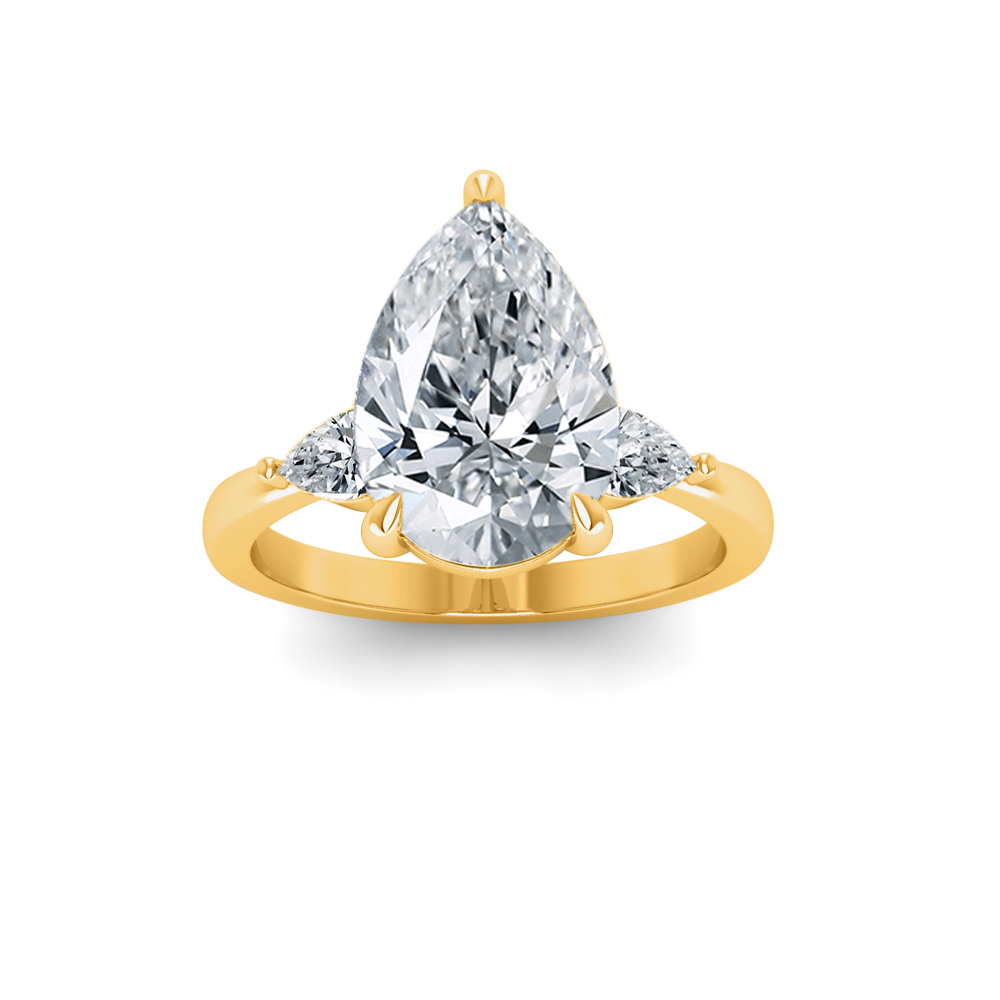 1 Ct Pear Colorless Lab Diamond & .40 Ctw Three Stone Grace Engagement Ring