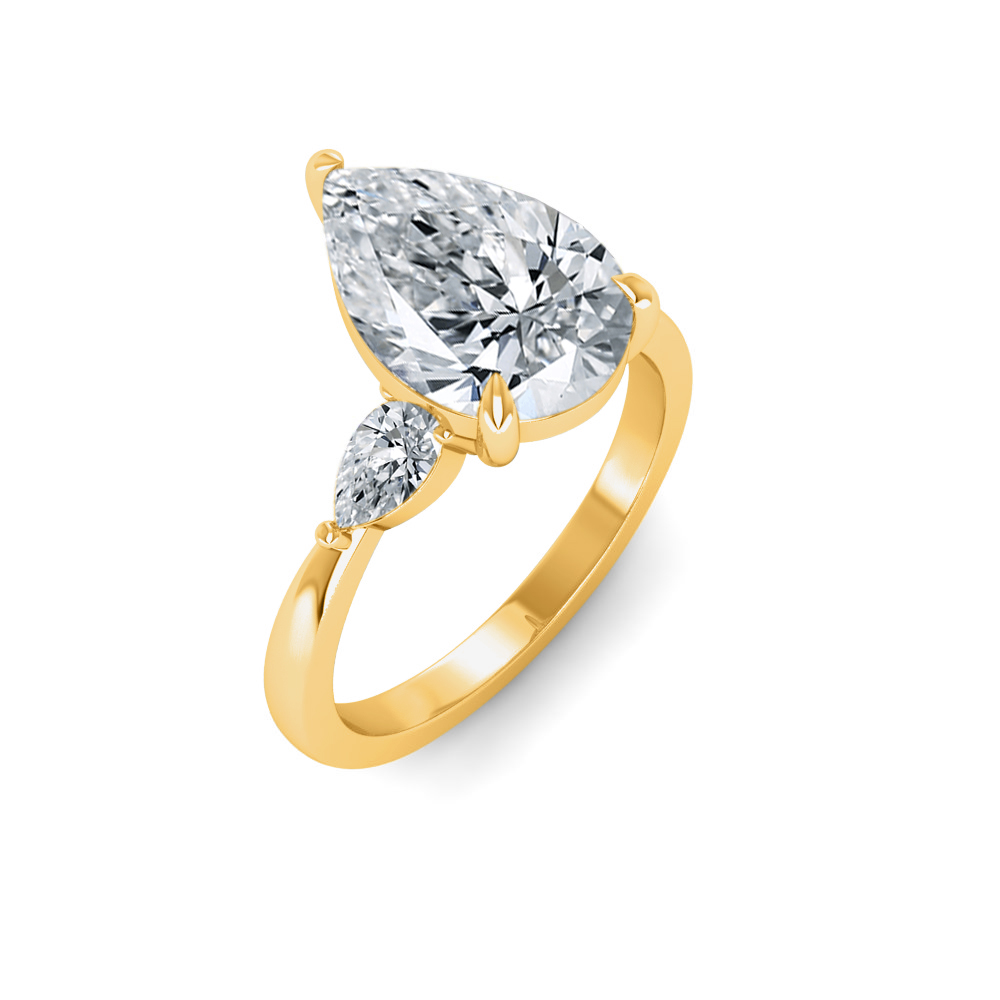 1 Ct Pear Colorless Lab Diamond & .40 Ctw Three Stone Grace Engagement Ring