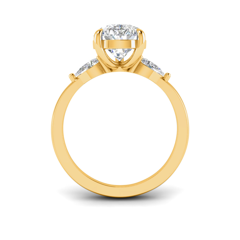 1 Ct Pear Colorless Lab Diamond & .40 Ctw Three Stone Grace Engagement Ring