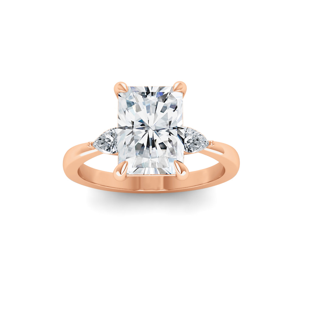 1 Ct Radiant Colorless Lab Diamond & .40 Ctw Three Stone Grace Engagement Ring