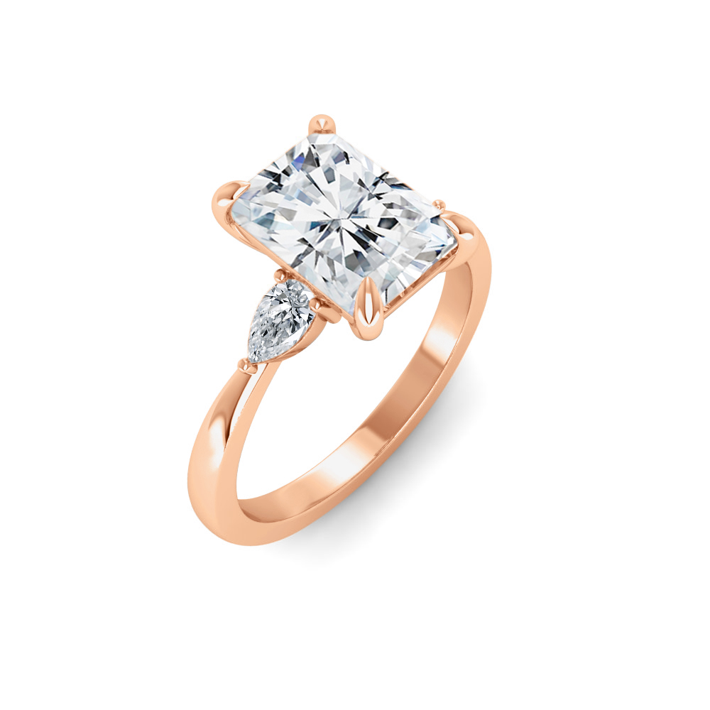 1 Ct Radiant Colorless Lab Diamond & .40 Ctw Three Stone Grace Engagement Ring