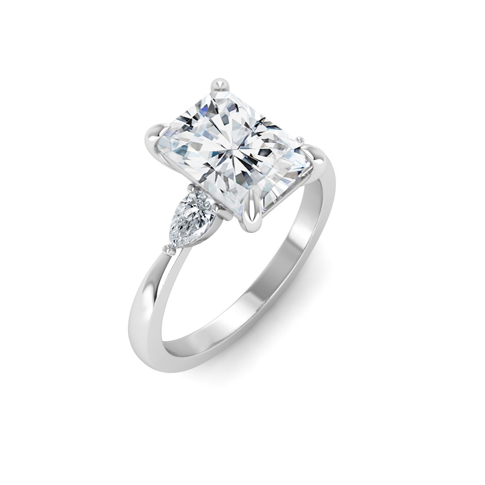 1 Ct Radiant Colorless Lab Diamond & .40 Ctw Three Stone Grace Engagement Ring