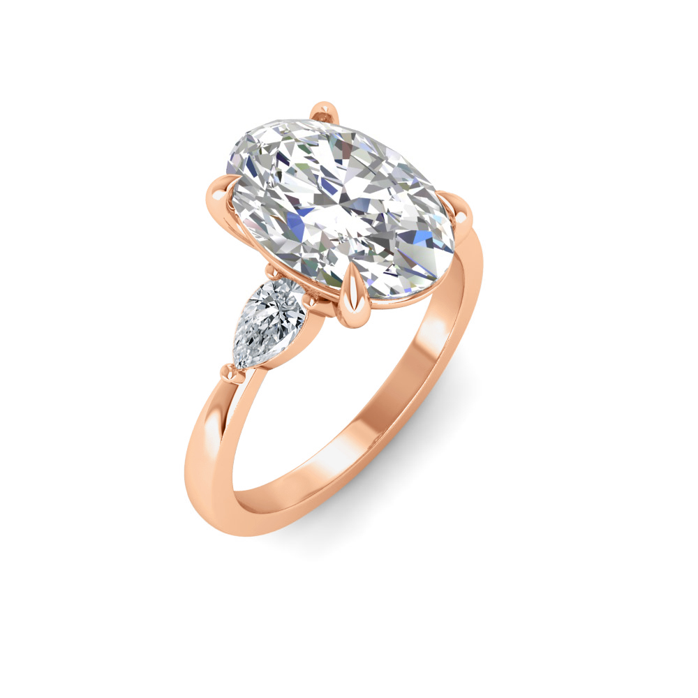 1 Ct Oval Colorless Lab Diamond & .40 Ctw Three Stone Grace Engagement Ring