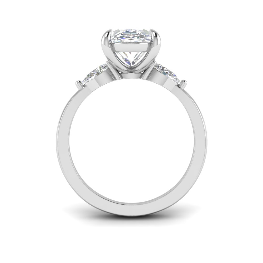 1 Ct Oval Colorless Lab Diamond & .40 Ctw Three Stone Grace Engagement Ring