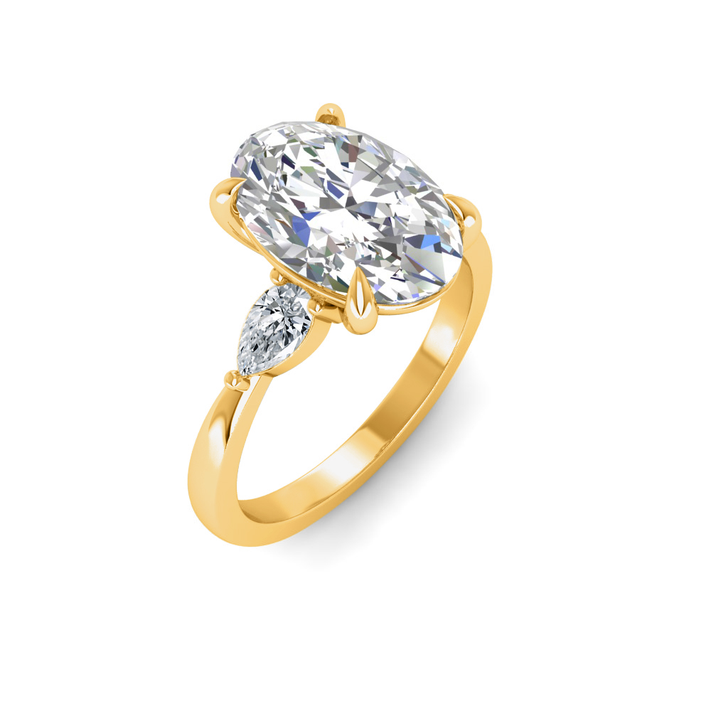 1 Ct Oval Colorless Lab Diamond & .40 Ctw Three Stone Grace Engagement Ring