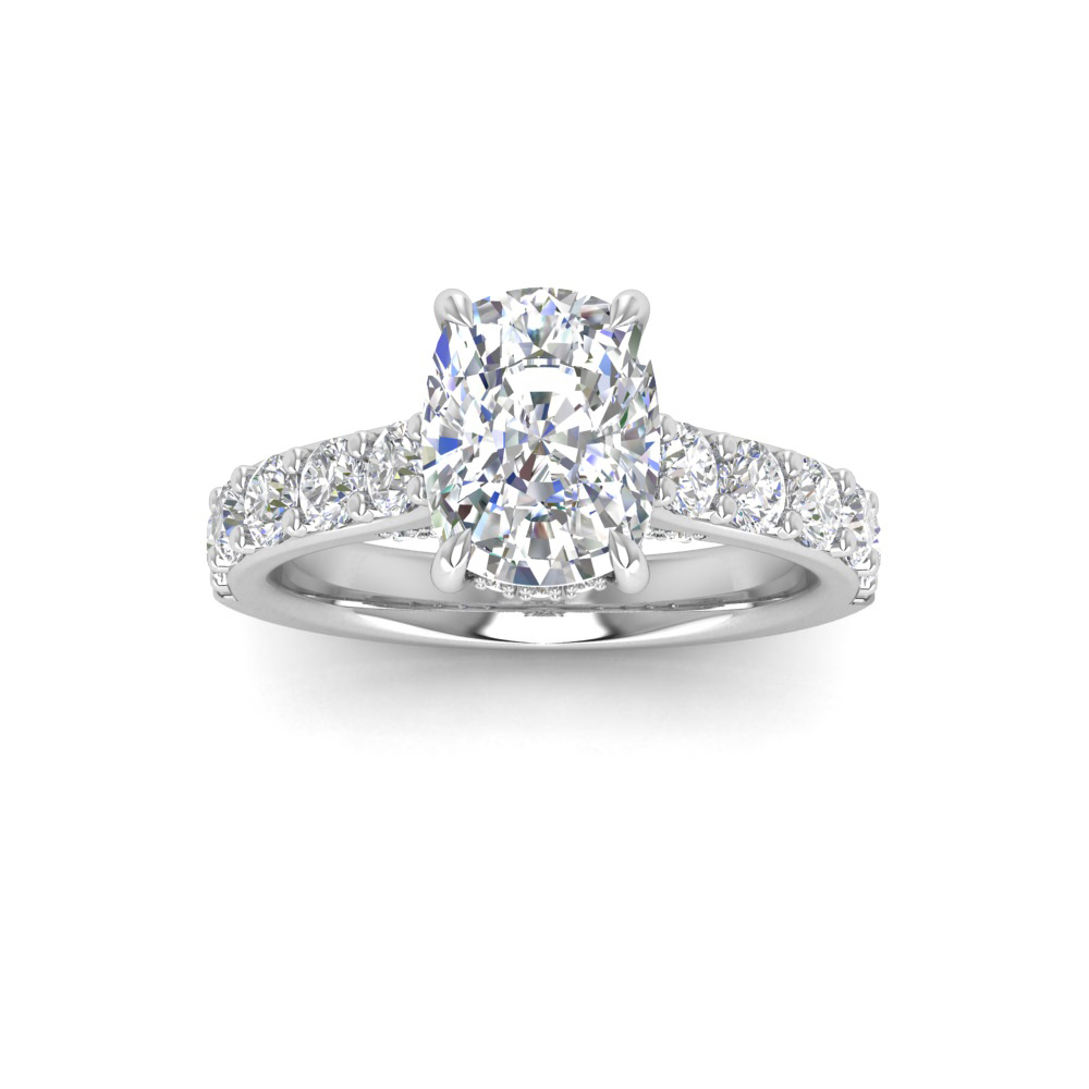 2 Ct Oval Near Colorless Lab Diamond & 0.98 Ctw Lab Diamond Lux Gala Hidden Halo Engagement Ring