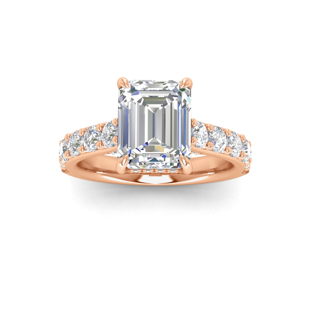 5 Ct Emerald Near Colorless Lab Diamond & 0.98 Ctw Lab Diamond Lux Gala Hidden Halo Engagement Ring