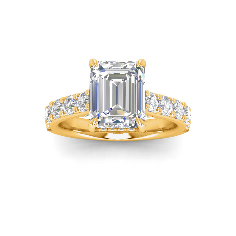 2 Ct Emerald Near Colorless Lab Diamond & 0.98 Ctw Lab Diamond Lux Gala Hidden Halo Engagement Ring