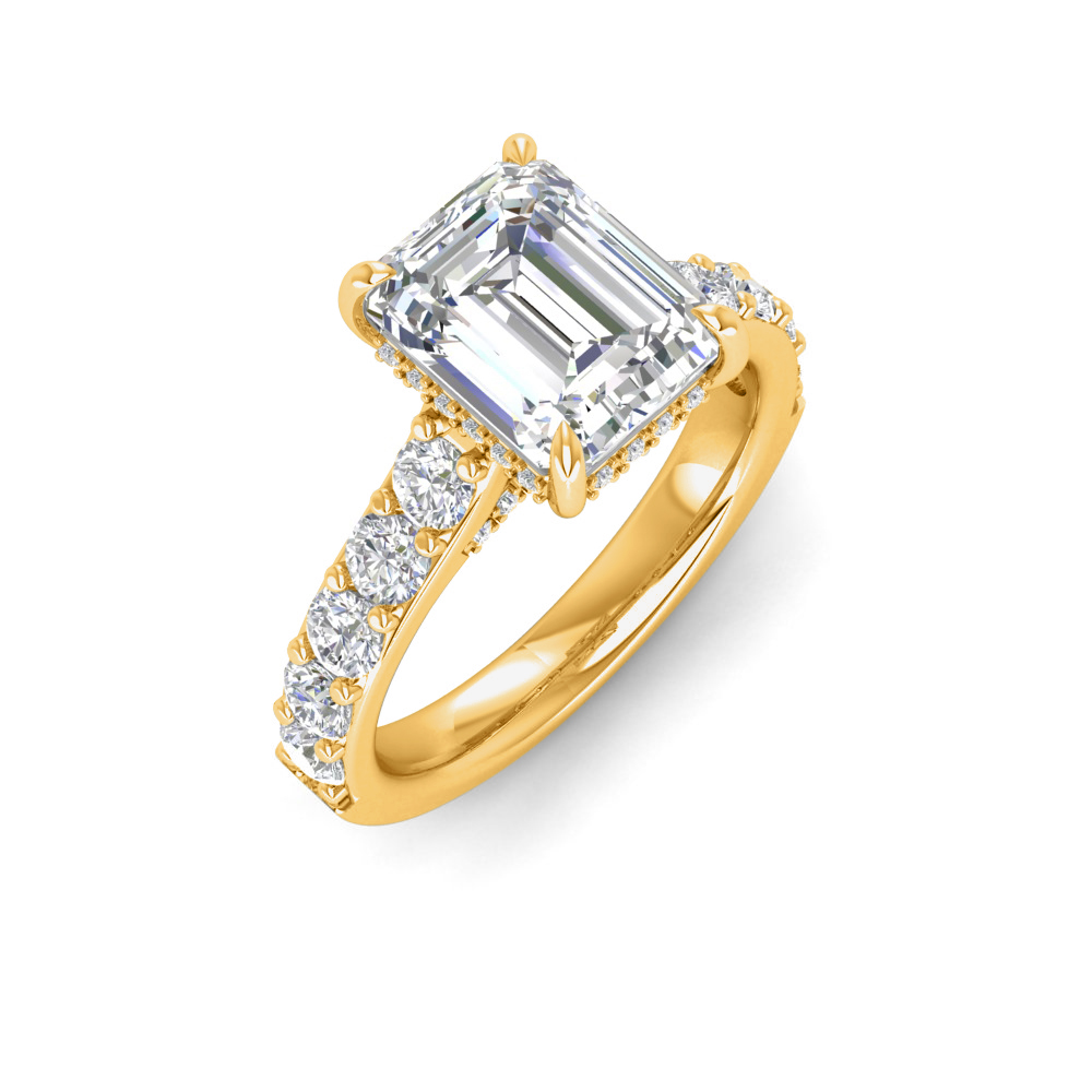 2 Ct Emerald Near Colorless Lab Diamond & 0.98 Ctw Lab Diamond Lux Gala Hidden Halo Engagement Ring