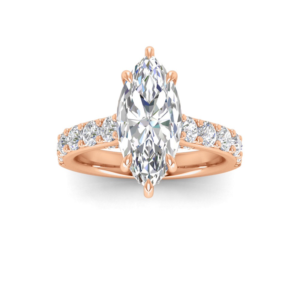 5 Ct Marquise Near Colorless Lab Diamond & 0.98 Ctw Lab Diamond Lux Gala Hidden Halo Engagement Ring