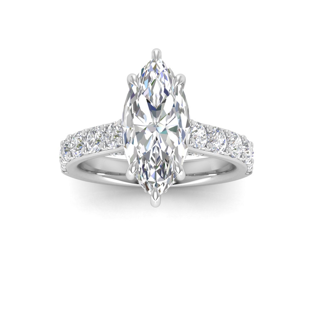 2 Ct Marquise Near Colorless Lab Diamond & 0.98 Ctw Lab Diamond Lux Gala Hidden Halo Engagement Ring