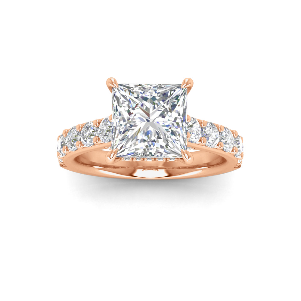 5 Ct Princess Near Colorless Lab Diamond & 0.98 Ctw Lab Diamond Lux Gala Hidden Halo Engagement Ring