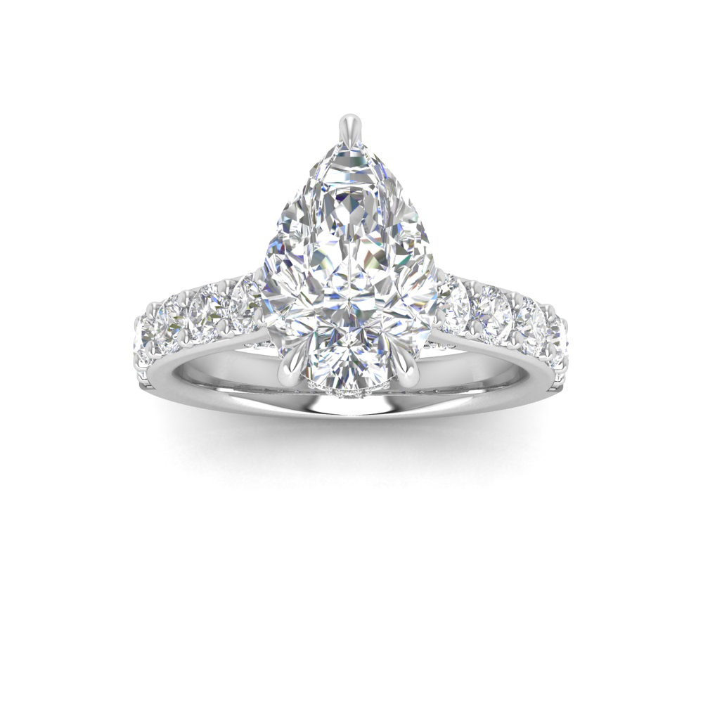 2 Ct Pear Near Colorless Lab Diamond & 0.98 Ctw Lab Diamond Lux Gala Hidden Halo Engagement Ring