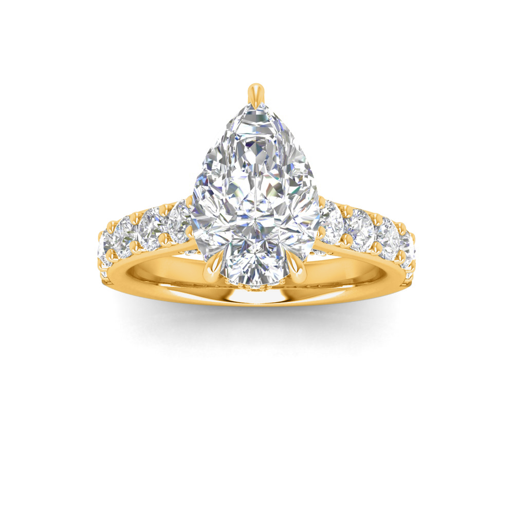 2 Ct Pear Near Colorless Lab Diamond & 0.98 Ctw Lab Diamond Lux Gala Hidden Halo Engagement Ring