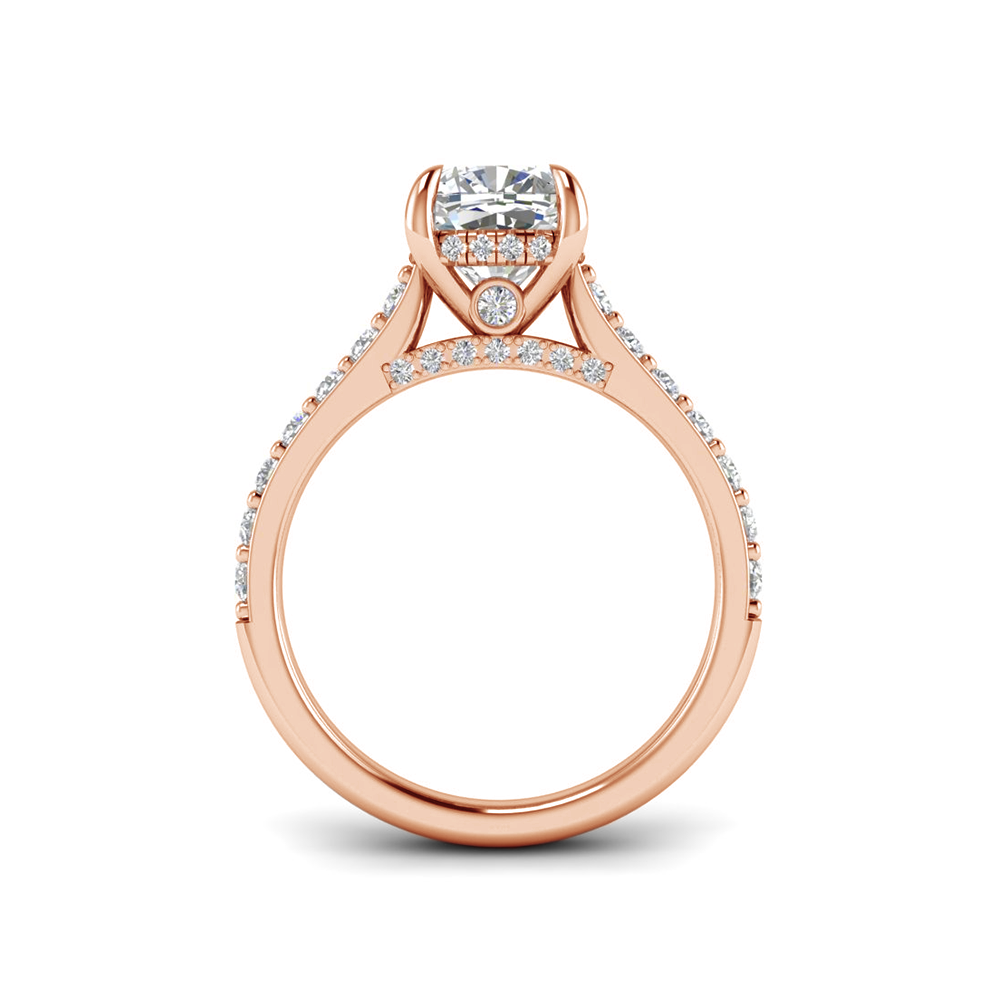 5 Ct Elongated Cushion Near Colorless Lab Diamond & 0.98 Ctw Lab Diamond Lux Gala Hidden Halo Engagement Ring